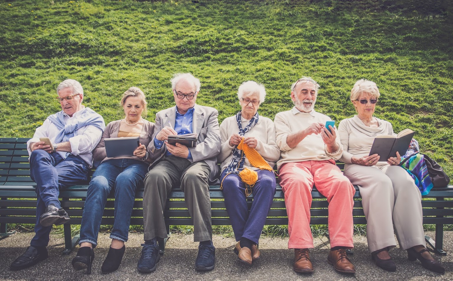 Elderly on a bench